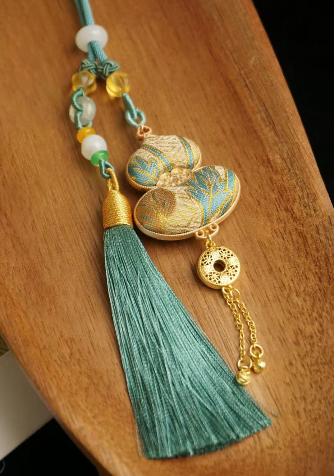 Song Brocade Gourd Charm | Handmade Chinese Tassel Ornament